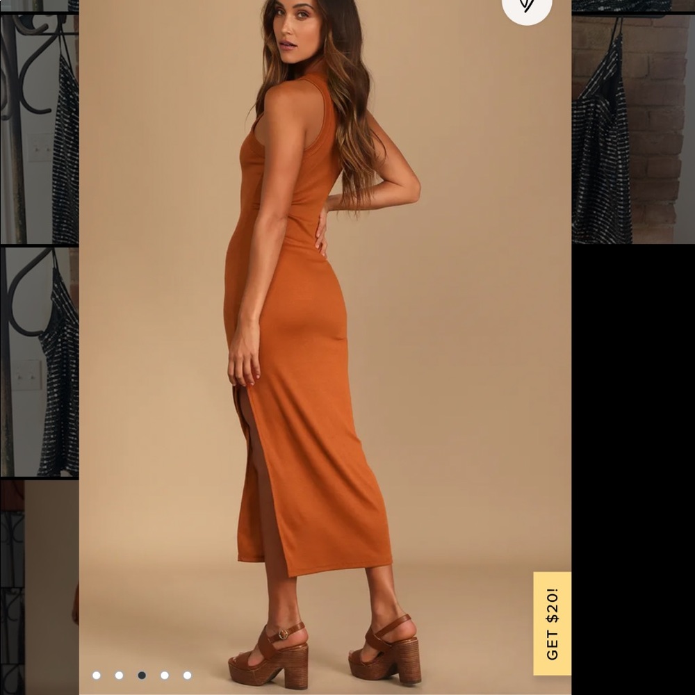 Lulus Rust Orange Ribbed Dress - Picture 2 of 6